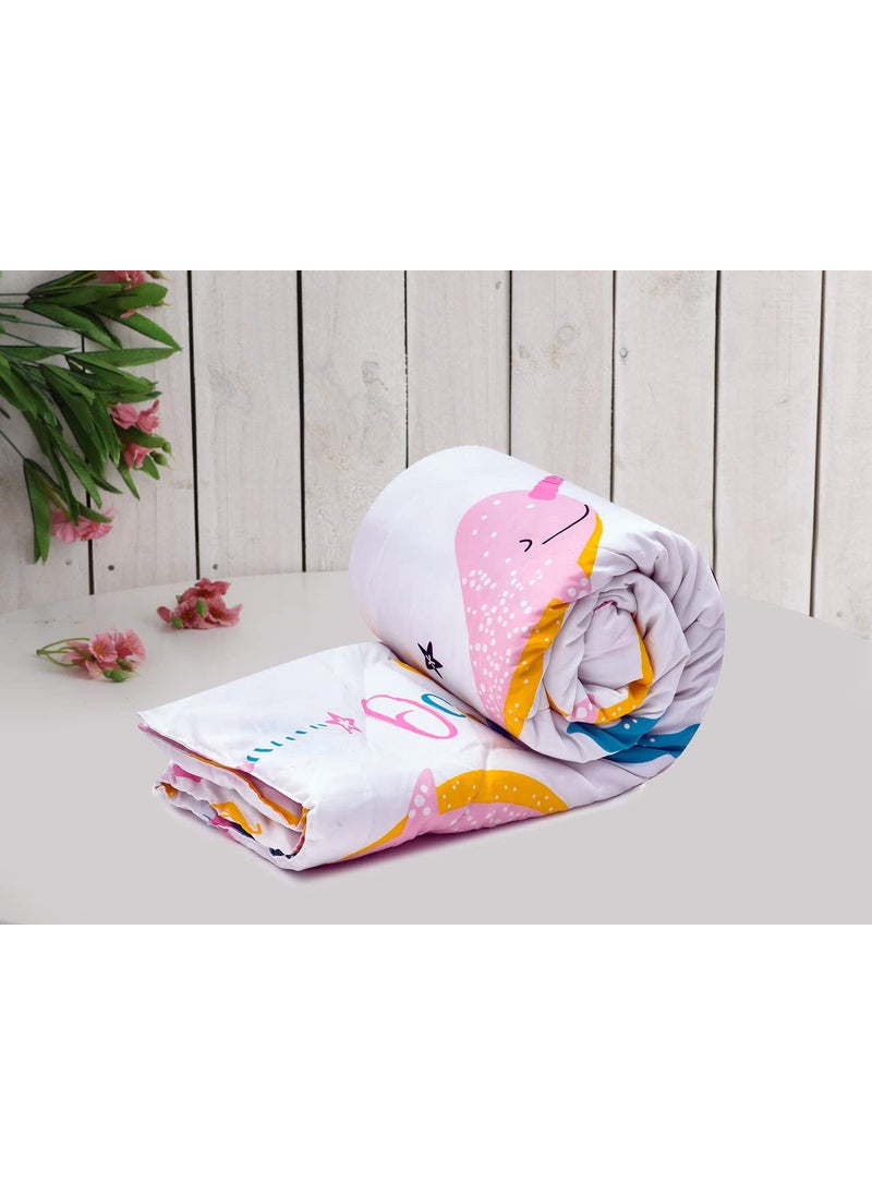 COZY FURNISH Babies Kids Super Soft All Season Use Reversible Kids Comforter Blanket 150 GSM08 YearsSize L60 Inches W 45 Inches cotton pink yellow