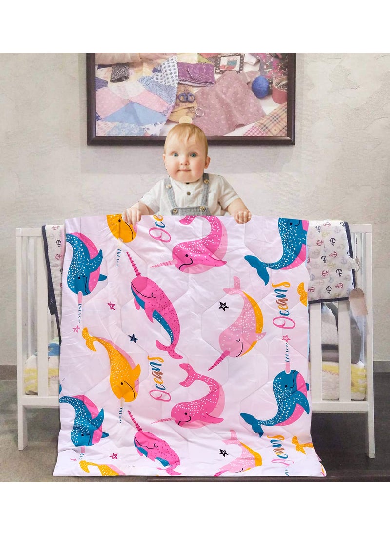 COZY FURNISH Babies Kids Super Soft All Season Use Reversible Kids Comforter Blanket 150 GSM08 YearsSize L60 Inches W 45 Inches cotton pink yellow