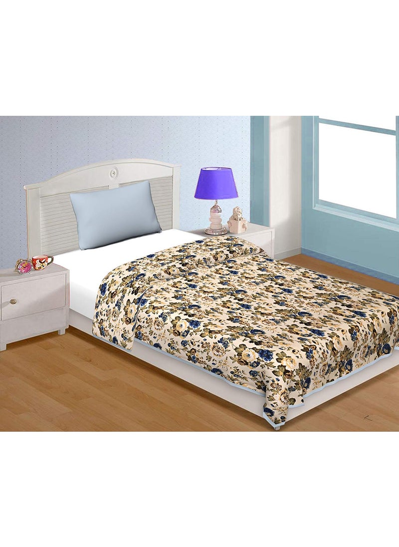 WONDERLOOK Doremon Gang Cartoon Kids Design Print Microfiber Single Bed Reversible AC Blanket Dohar Quilt Comforter Duvet Set of 2 Pcs Magic Princess Blue Flower Print