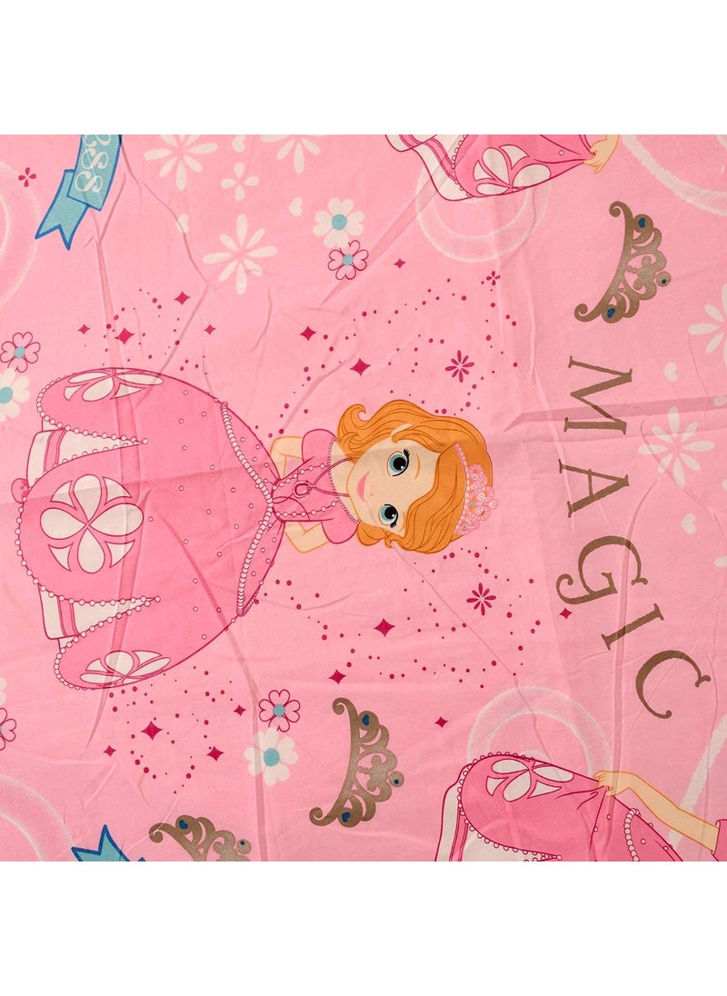 WONDERLOOK Doremon Gang Cartoon Kids Design Print Microfiber Single Bed Reversible AC Blanket Dohar Quilt Comforter Duvet Set of 2 Pcs Magic Princess Blue Flower Print