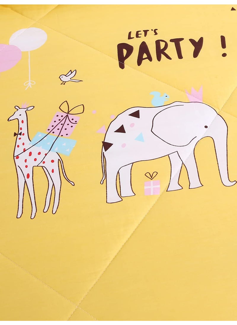 URBAN DREAM Kids Animal Party Print Yellow and White Comforter