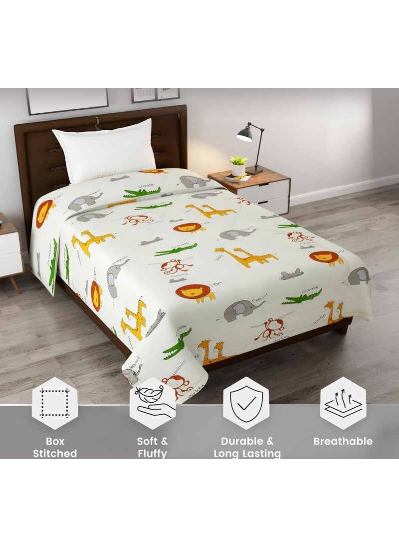 Filymore Animal Comforter for Kids Girls Cute Cartoon Print Single Bed Blanket Microfiber Dohar for Boys Girls Soft Kids Winter Summer Quilt60x90 Inches Cream Yellow