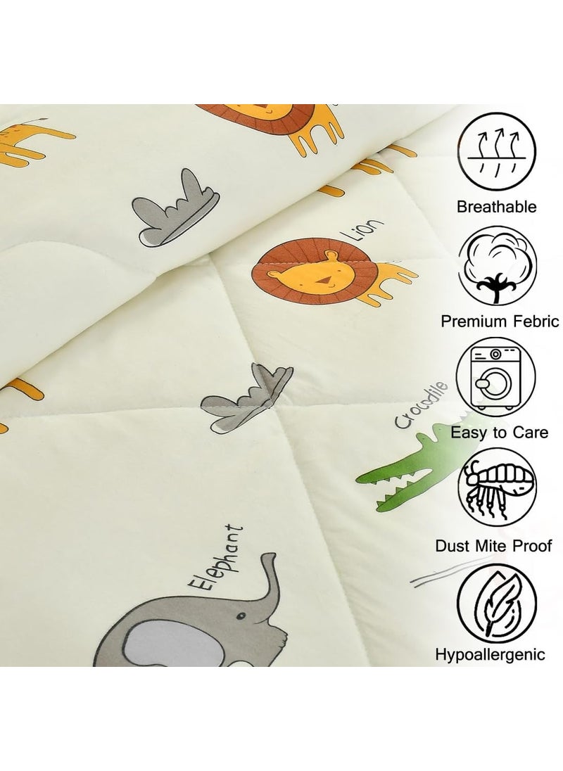 Filymore Animal Comforter for Kids Girls Cute Cartoon Print Single Bed Blanket Microfiber Dohar for Boys Girls Soft Kids Winter Summer Quilt60x90 Inches Cream Yellow