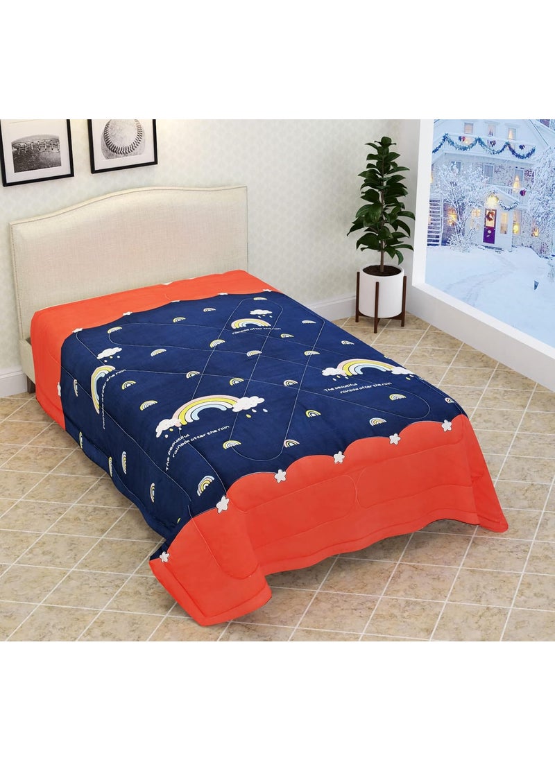 Kitch Deco Glace Cotton Single Bed Reversible Babies Kids ComforterDoharQuilt 200 GSM 60x90 Inches Rainbow