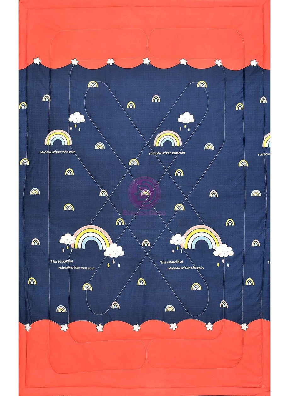 Kitch Deco Glace Cotton Single Bed Reversible Babies Kids ComforterDoharQuilt 200 GSM 60x90 Inches Rainbow