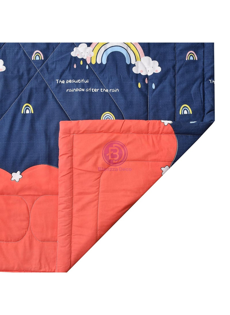 Kitch Deco Glace Cotton Single Bed Reversible Babies Kids ComforterDoharQuilt 200 GSM 60x90 Inches Rainbow