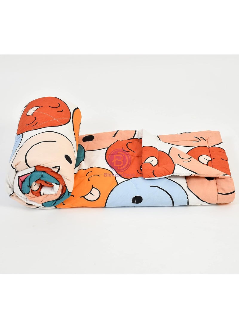 Kitch Deco Glace Cotton Single Bed Reversible Babies Kids ComforterDoharQuilt 200 GSM 60x90 Inches Smiles