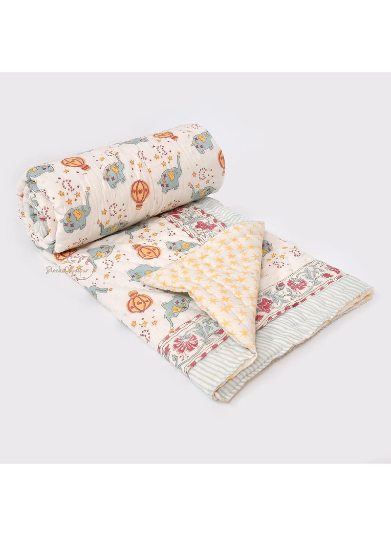 WORLDNEX Organic 100 Cotton Baby Quilt Ac Blanket Comforter 100 150cm 05 Years Design 4