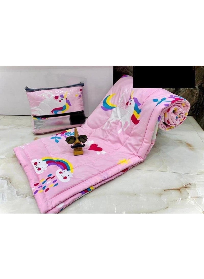 BLACK SPADE Cartoon Print Microfiber Kids ComforterAC Comforter Single Bed 60 90 inches Pink Unicorn