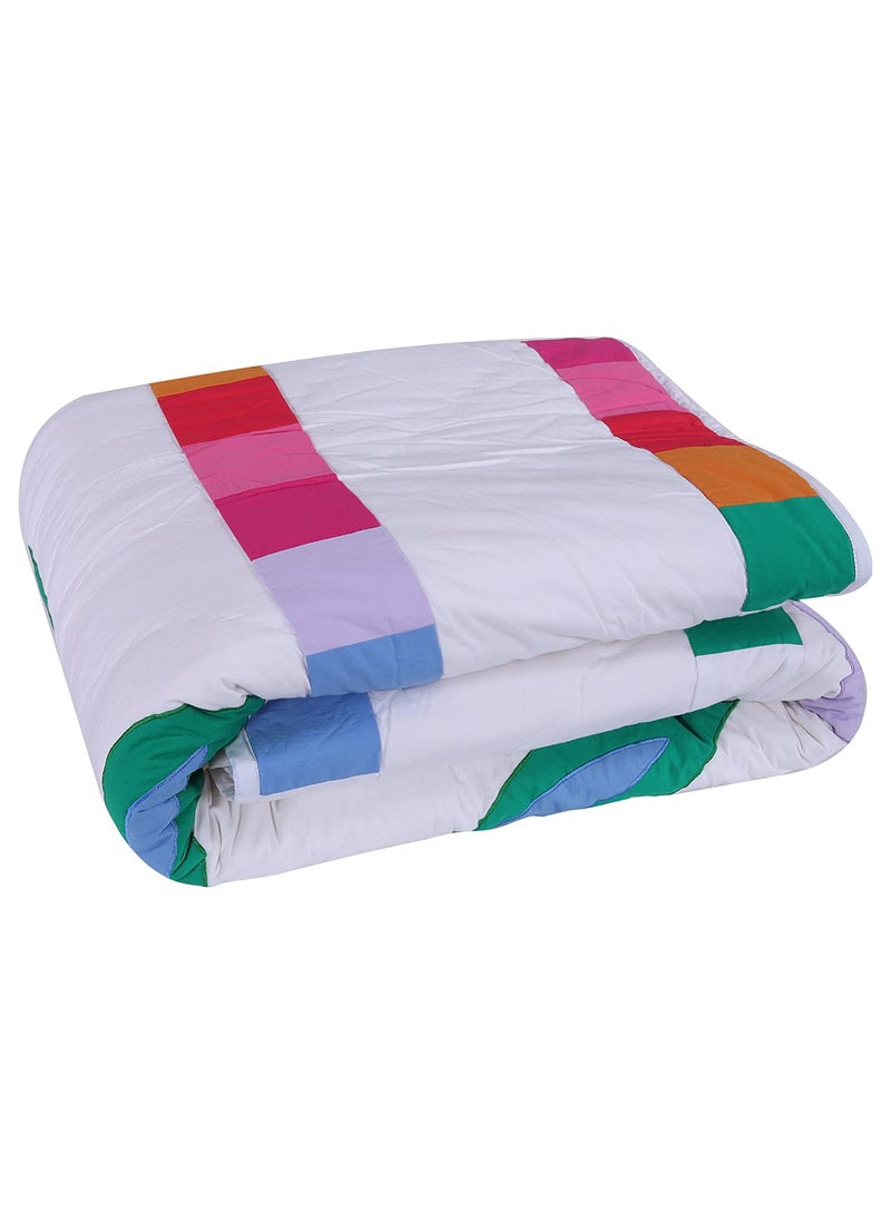 Hugs N Rugs Indian Design Patch Work Embroidered Single Comforter dor Girls Boys 150 X 200 Queen Size