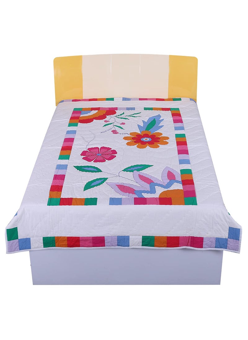 Hugs N Rugs Indian Design Patch Work Embroidered Single Comforter dor Girls Boys 150 X 200 Queen Size