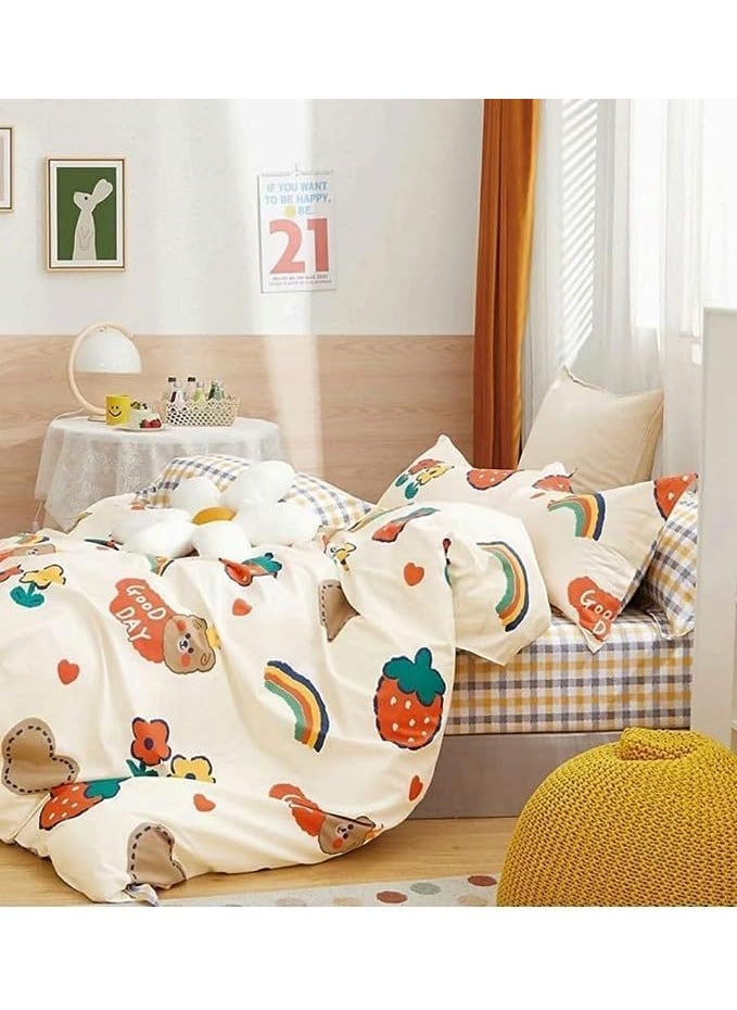 PRISCILLA 350 TC Super Soft Kids Single Bed Reversible AC BlanketDuvet Comforter with 1 Kids Single Bed Matching Bedsheet 1 Pillow Cover Set of 3 Pieces Design 29