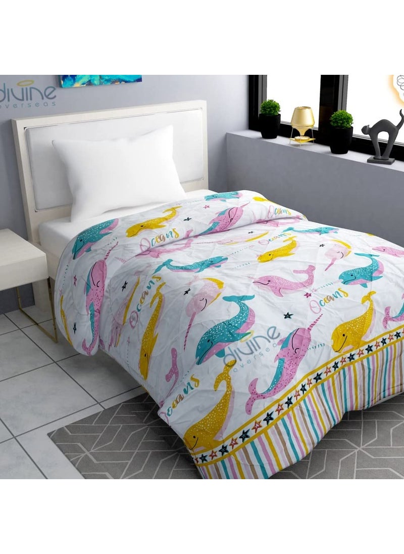 DIVINE OVERSEAS Premium Kids Single Bed ComforterBag Packing Best for Gift Pack of 1 Piece Single Bed Dolphine Design