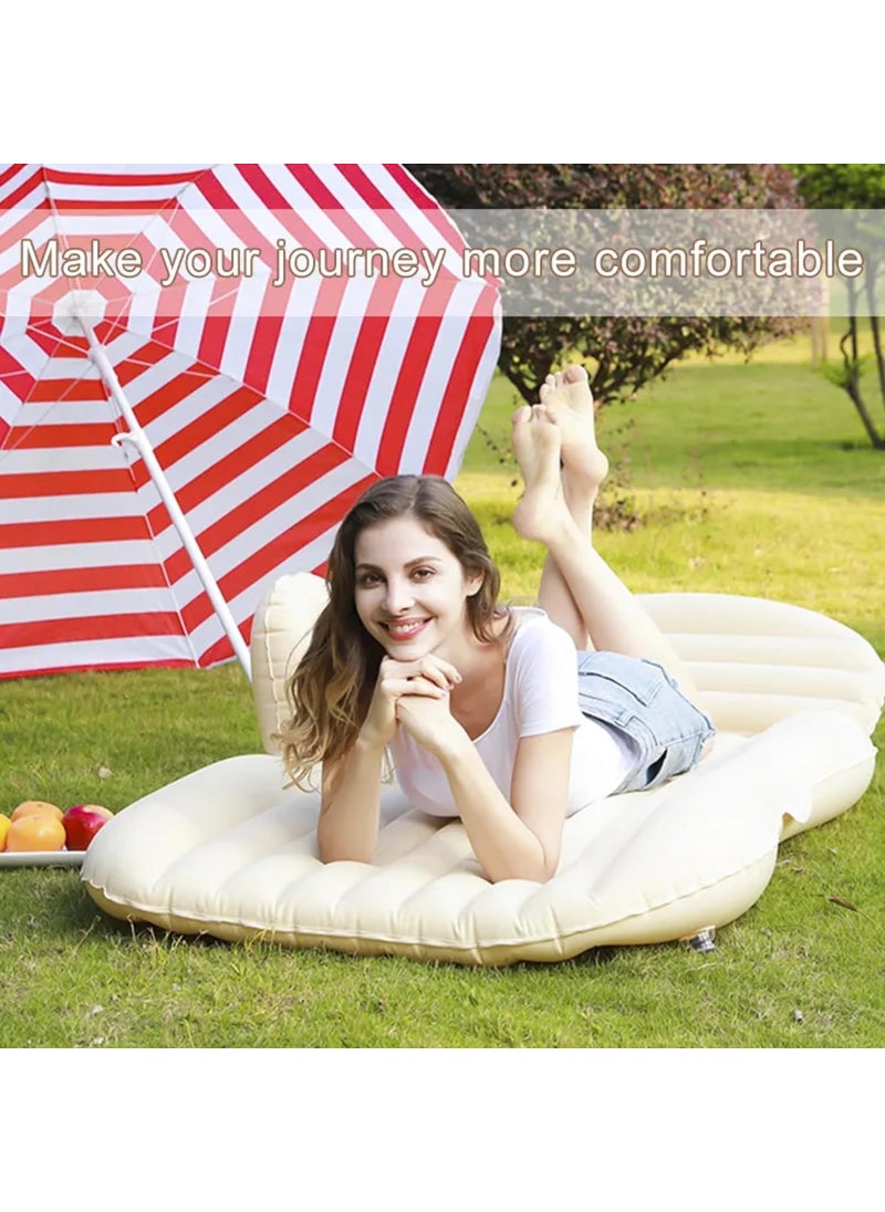 MBUYS MALL Multifunctional Inflatable Car Bed for Car Mattress for Travel with 2 Air Pillows Air Pump Repair Kit Car Bed for KidsTravelTripCampingPicnicPool Beach Universal Fit Cream