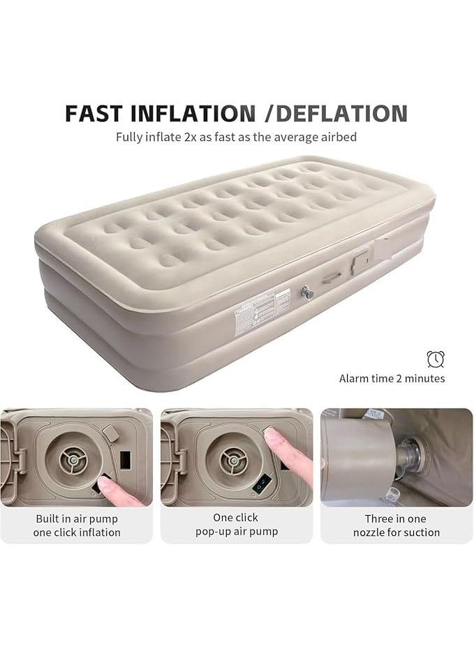 Keshmart Single Air Bed Inflatable Bed with Builtin Electric Pump 3 Mins Quick SelfInflationDeflation Guest Air Mattress Blow Up Bed for Home Portable Camping TravelMulticolor