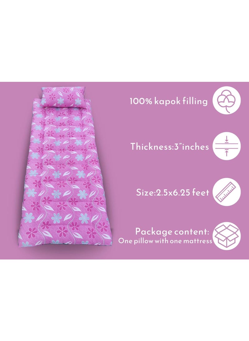 NIVEDHA MATTRESS Ilavam PanjuKapokSilk Cotton Soft Sleeping Foldable Hostel Bed Mattress 625 x 25 feet x 3 inches with 1 Pillow