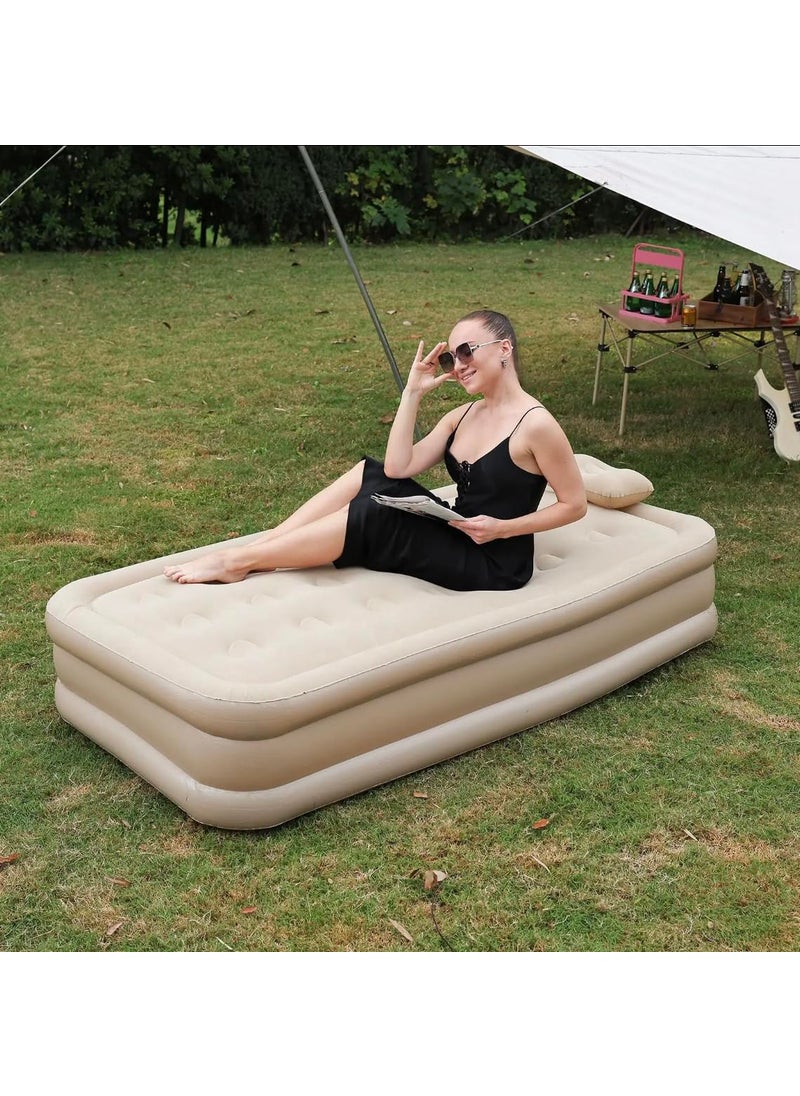 Alinos Single Air Bed Inflatable Bed with Builtin Electric Pump 3 Mins Quick SelfInflationDeflation Guest Air Mattress Blow Up Bed for Home Portable Camping Travel 190x100x40cm 250kg MAX
