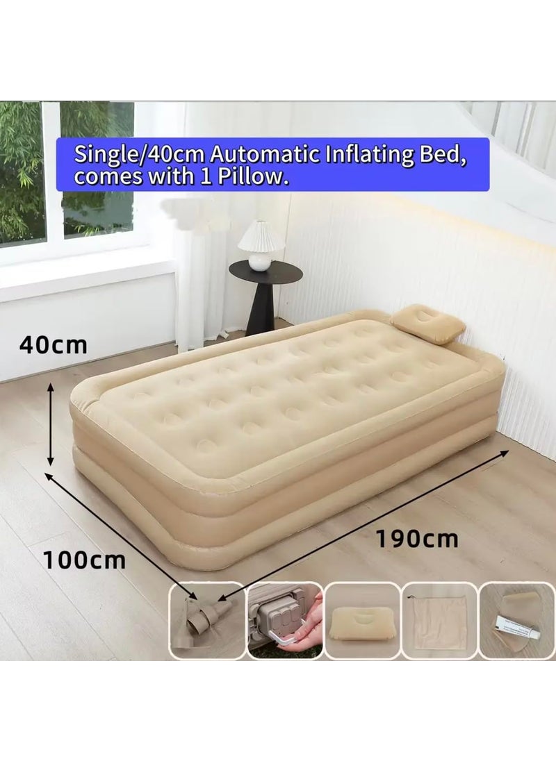 Alinos Single Air Bed Inflatable Bed with Builtin Electric Pump 3 Mins Quick SelfInflationDeflation Guest Air Mattress Blow Up Bed for Home Portable Camping Travel 190x100x40cm 250kg MAX