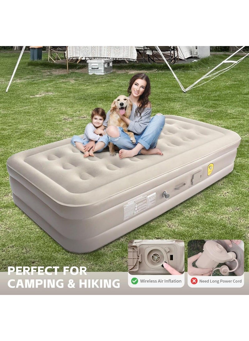Gopz Waterproof Twin Size Inflatable Mattress with AntiSlip Bottom Builtin Electric Pump Pack of 1 99x190x40 cm