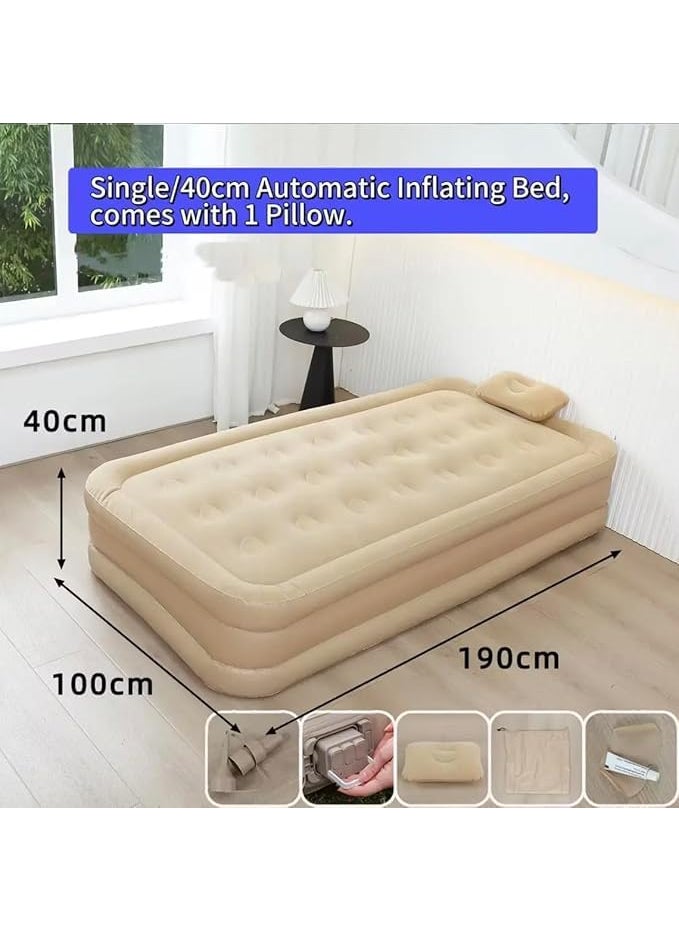 Single Air Bed Inflatable Bed with Builtin Electric Pump 3 Mins Quick SelfInflationDeflation Guest Air Mattress Blow Up Bed for Home Portable Camping Travel 190x100x40cm 250kg MAX