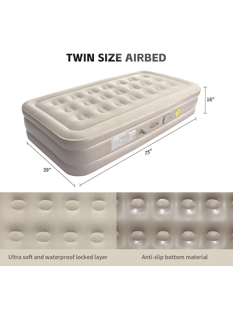 Gopz Twin Size Inflatable Bed with UltraSoft Waterproof Top AntiSlip Material Pack of 1 99x190x40 cm