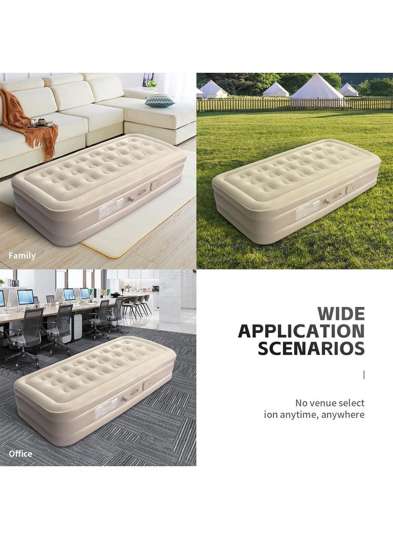 MAHESHAA Air Mattress18 inch Inflatable Airbed Luxury Double High Self Inflation Deflation Queen Air Mattress withUpgraded Builtin Pump Blow Up Guest Bed for Home Portable Camping Travel
