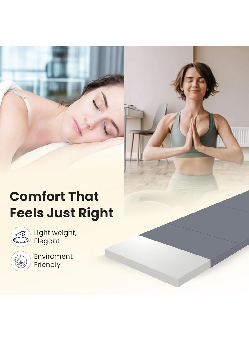 CareFoam Foldable Mattress Single Bed Premium Memory Foam 3Fold Design for Floor Sleeping Guests Travel Camping Portable Compact Easy to Store Soft Supportive 75 x 30 x 25 Inch