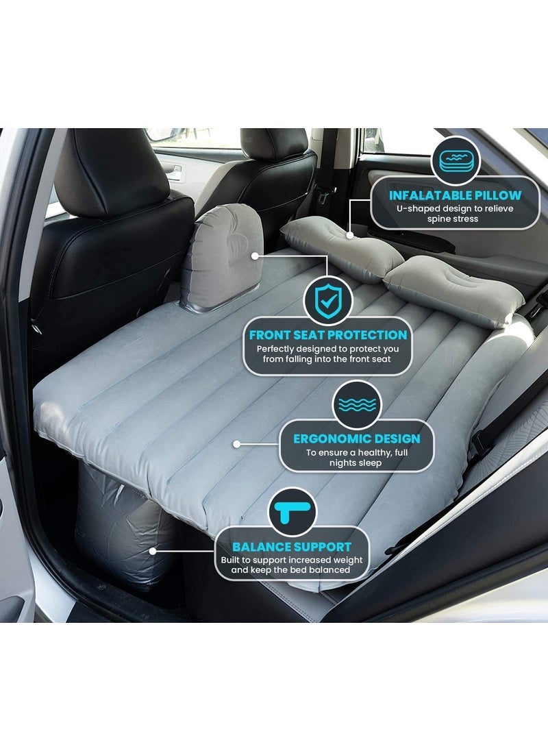 NEOPOLInflatable Travel Car Bed Air Sofa with Two Inflatable Pillow for Car Back Seat Fits Most Car Models for Camping Travel Hiking Trip and Other Outdoor Activities Grey
