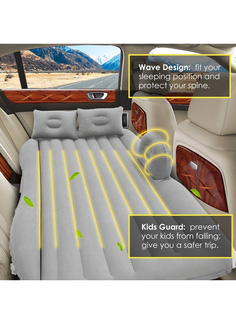 NEOPOLInflatable Travel Car Bed Air Sofa with Two Inflatable Pillow for Car Back Seat Fits Most Car Models for Camping Travel Hiking Trip and Other Outdoor Activities Grey