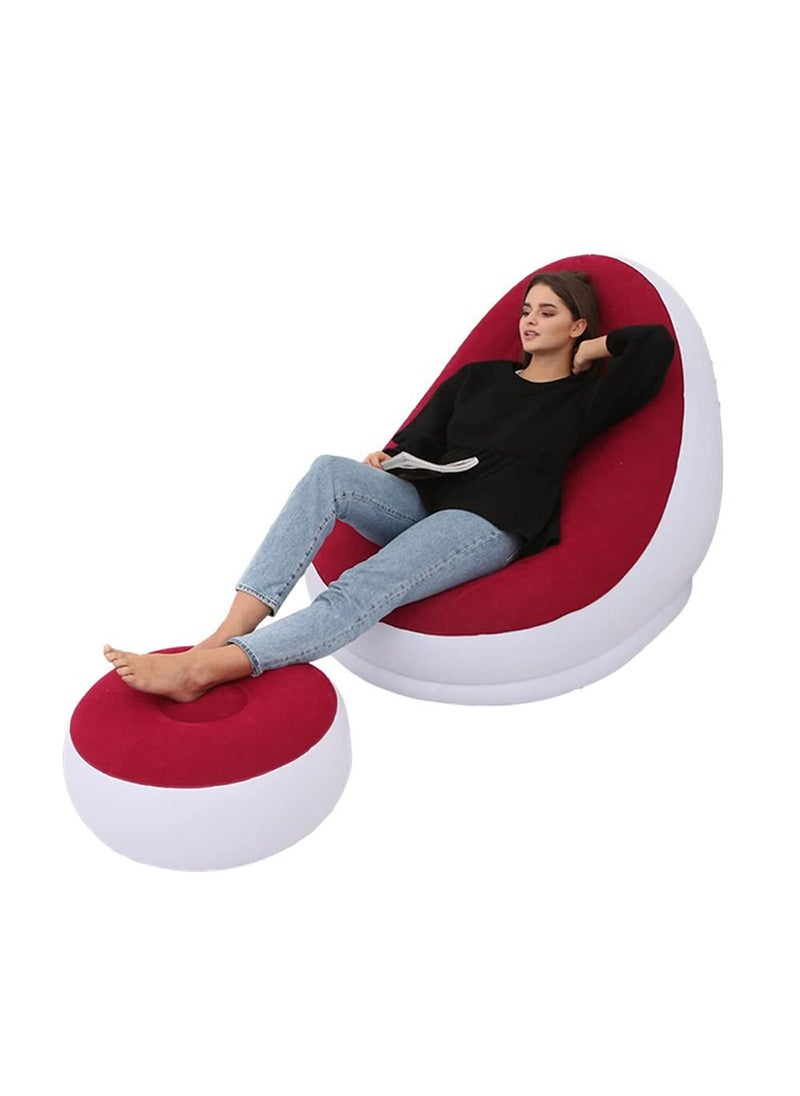 Eco Shopee Inflatable Air Chair with Footstool Furniture A 81002 116x98x83 cm Maroon