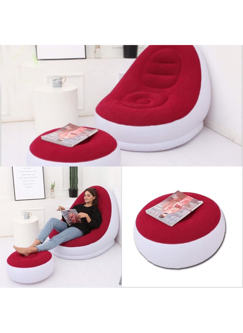 Eco Shopee Inflatable Air Chair with Footstool Furniture A 81002 116x98x83 cm Maroon