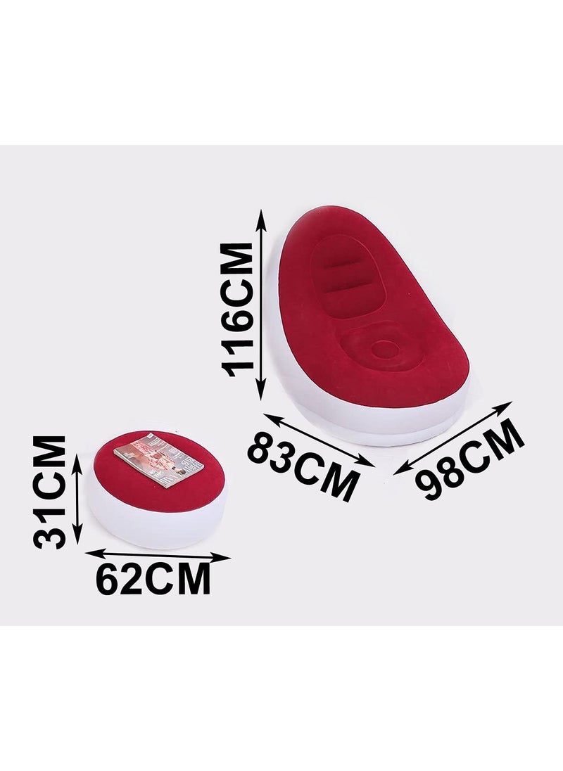 Eco Shopee Inflatable Air Chair with Footstool Furniture A 81002 116x98x83 cm Maroon