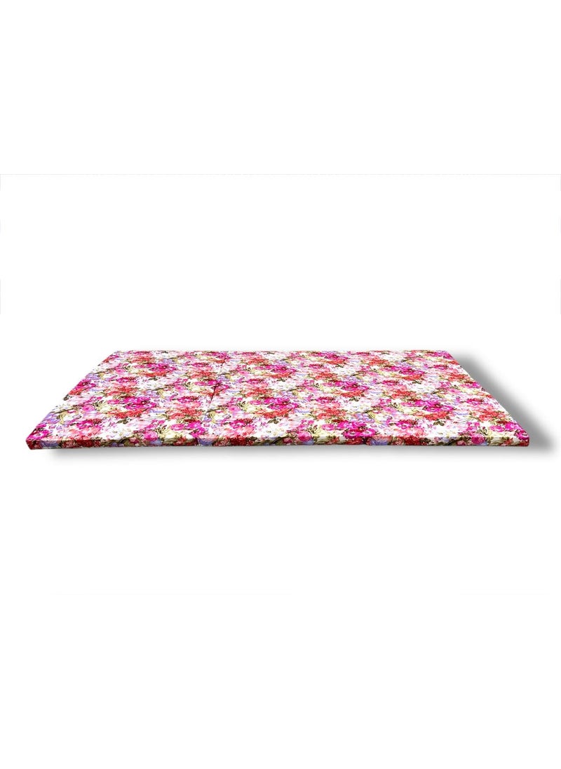 ATOOTFUSION 3 Fold Foldable Floor Mattress Foldable Portable Sleeping Paradise Floral Red EPE Foam Bed Mattress 72X35X2 Inches