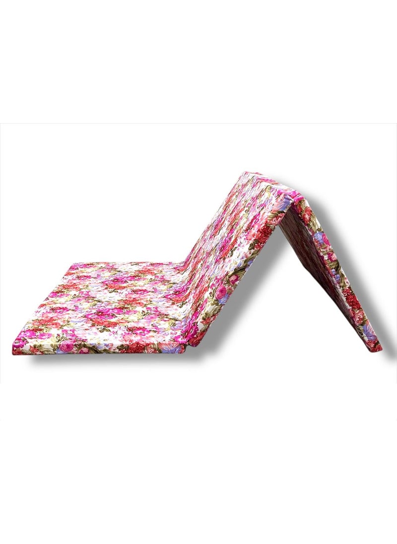 ATOOTFUSION 3 Fold Foldable Floor Mattress Foldable Portable Sleeping Paradise Floral Red EPE Foam Bed Mattress 72X35X2 Inches