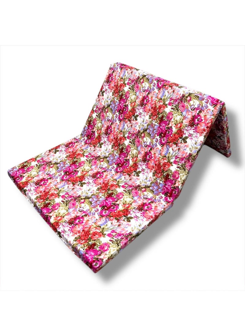 ATOOTFUSION 3 Fold Foldable Floor Mattress Foldable Portable Sleeping Paradise Floral Red EPE Foam Bed Mattress 72X35X2 Inches