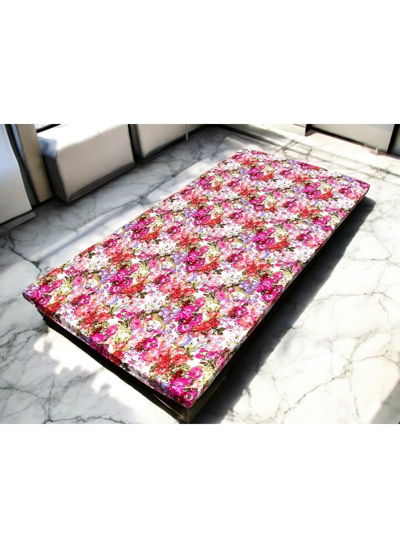 ATOOTFUSION 3 Fold Foldable Floor Mattress Foldable Portable Sleeping Paradise Floral Red EPE Foam Bed Mattress 72X35X2 Inches