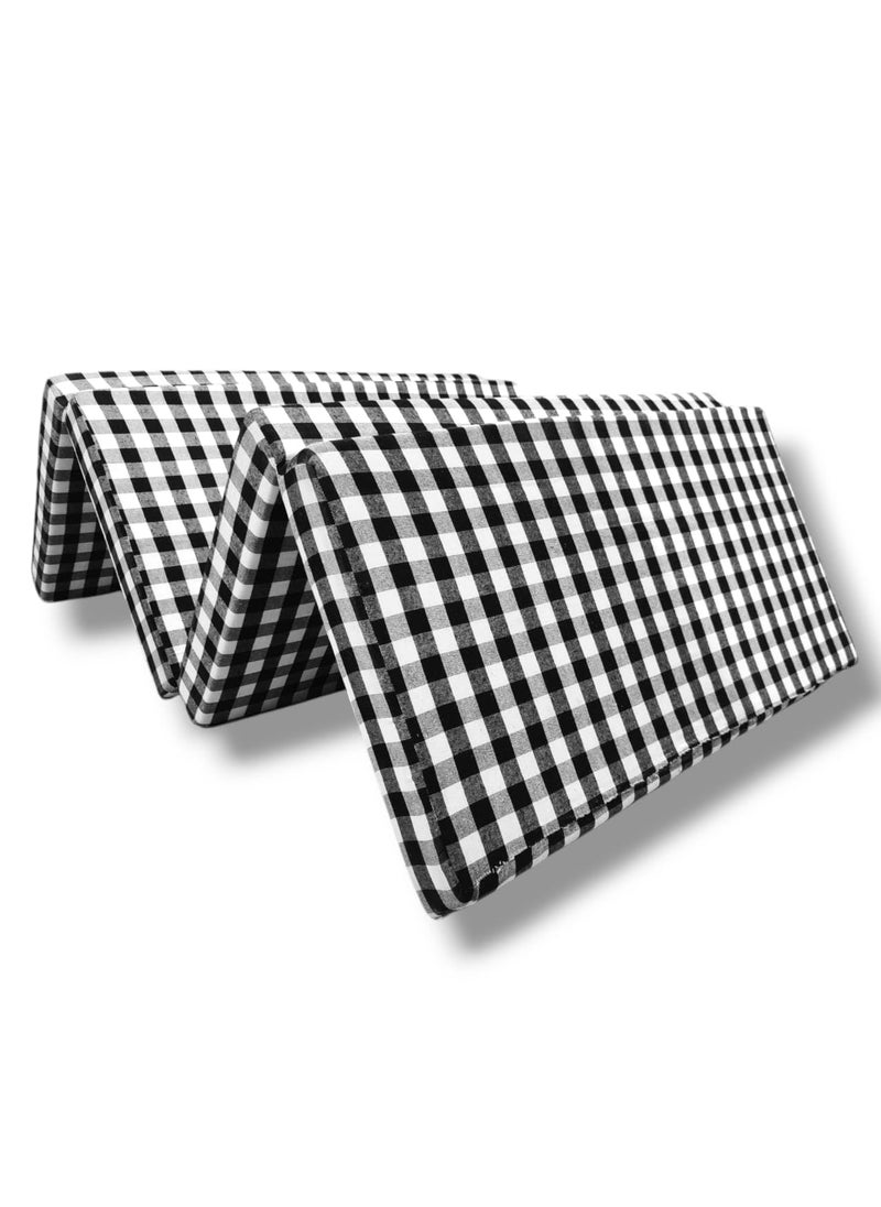 ATOOTFUSION Foldable Single Bed Floor EP Mattress Black and White Check Design Reversible Portable for Travel Picnic and PG 4 Fold Foldable Mattress 72X48X3 Inches