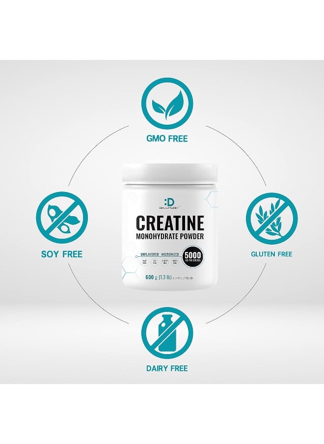 Instant Creatine Monohydrate Powder 120 Servings - 5000Mg(5G) Per Serving | Unflavored Micronized Creatine | Improve Performance & Preworkout Recovery | Vegan, Keto | Non-Gmo, No Filler