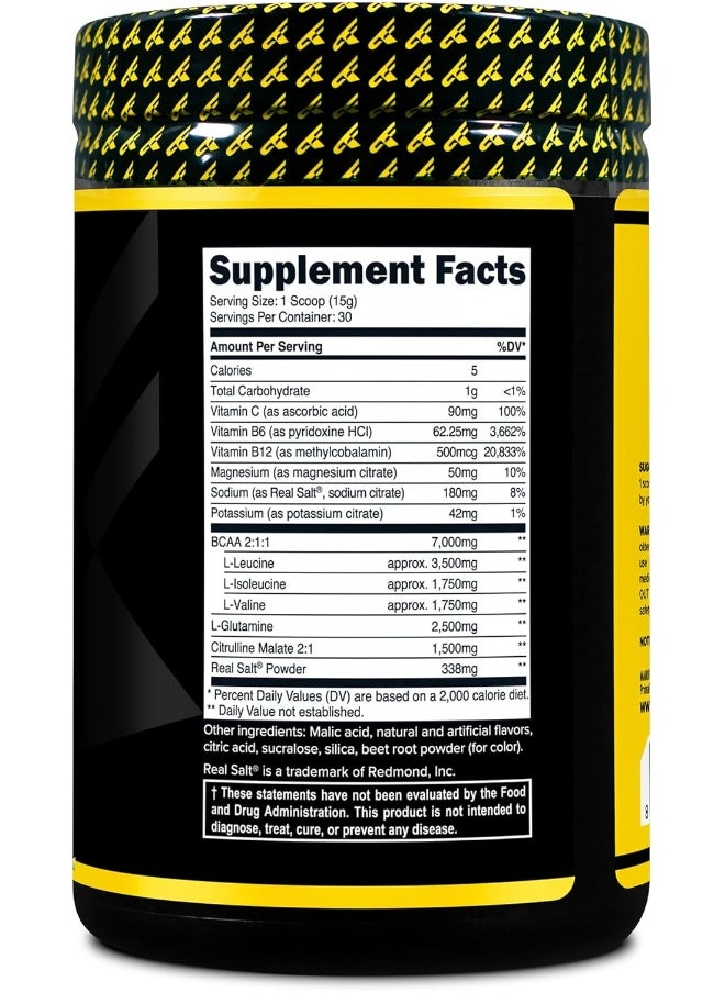 Primaforce BCAA Powder (Watermelon) - 7000MG 2:1:1 BCAAs, 30 Servings, Post-Workout Recovery Drink with Amino Acids and Real Salt for Men & Women
