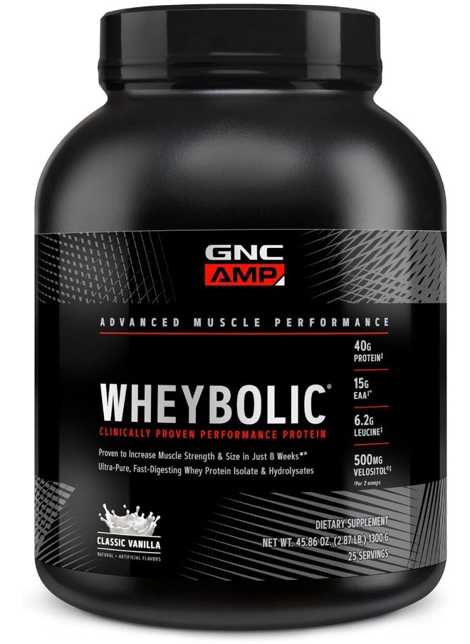 Amp Wheybolic Whey Protein Powder Isolate With Bcaa | Targeted Muscle Building And Workout Support Formula | Gluten Free | Classic Vanilla | 25 Servings