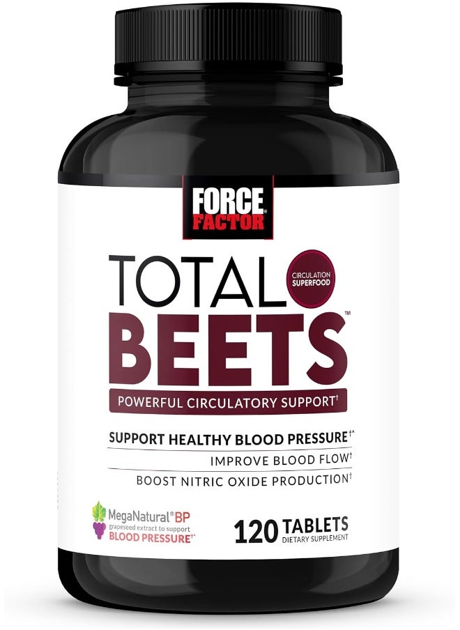 Total Beets Blood Pressure Support Supplement With Nitrates And Grapeseed Extract To Boost Nitric Oxide, Circulatory And Cardiovascular Vasodilator Heart Health Vitamins, 120 Count