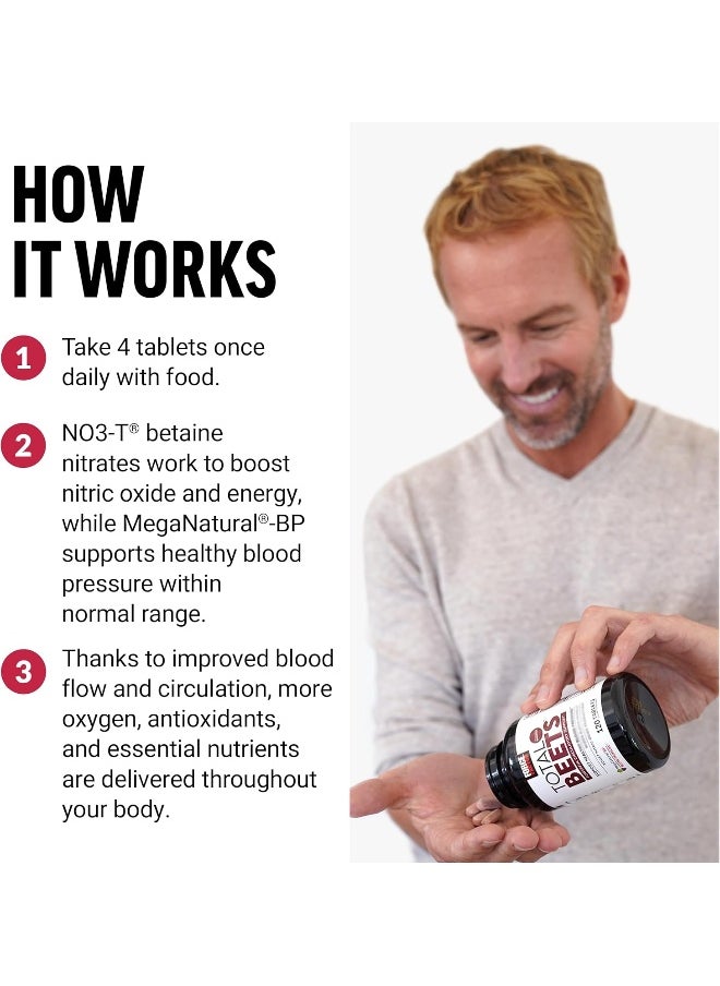 Total Beets Blood Pressure Support Supplement With Nitrates And Grapeseed Extract To Boost Nitric Oxide, Circulatory And Cardiovascular Vasodilator Heart Health Vitamins, 120 Count
