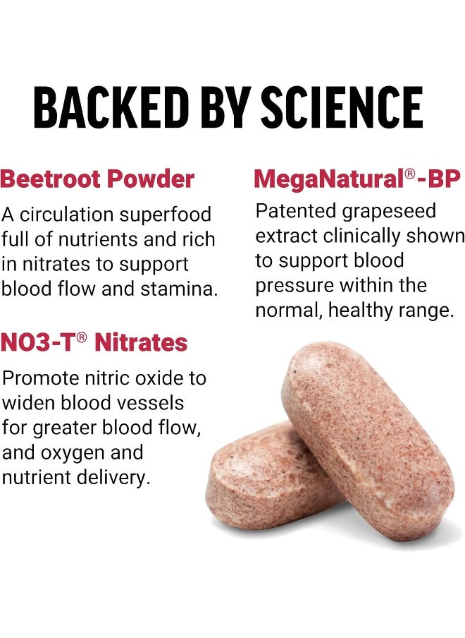 Total Beets Blood Pressure Support Supplement With Nitrates And Grapeseed Extract To Boost Nitric Oxide, Circulatory And Cardiovascular Vasodilator Heart Health Vitamins, 120 Count