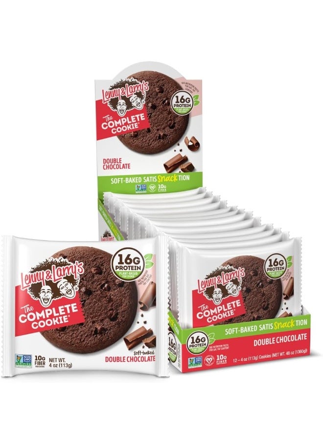 The Complete Cookie, Double Chocolate, Soft Baked, 16G Plant Protein, Vegan, Non-Gmo, 4 Ounce Cookie (Pack Of 12)