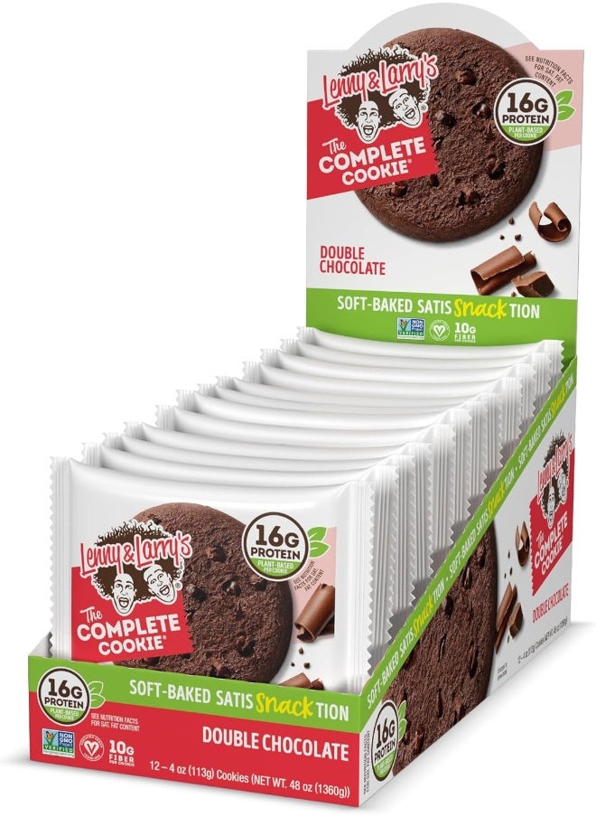 The Complete Cookie, Double Chocolate, Soft Baked, 16G Plant Protein, Vegan, Non-Gmo, 4 Ounce Cookie (Pack Of 12)
