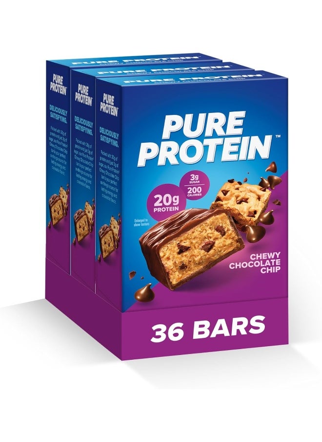 Bars, High Protein, Nutritious Snacks To Support Energy, Low Sugar, Gluten Free, Chewy Chocolate Chip, Pack Of 36