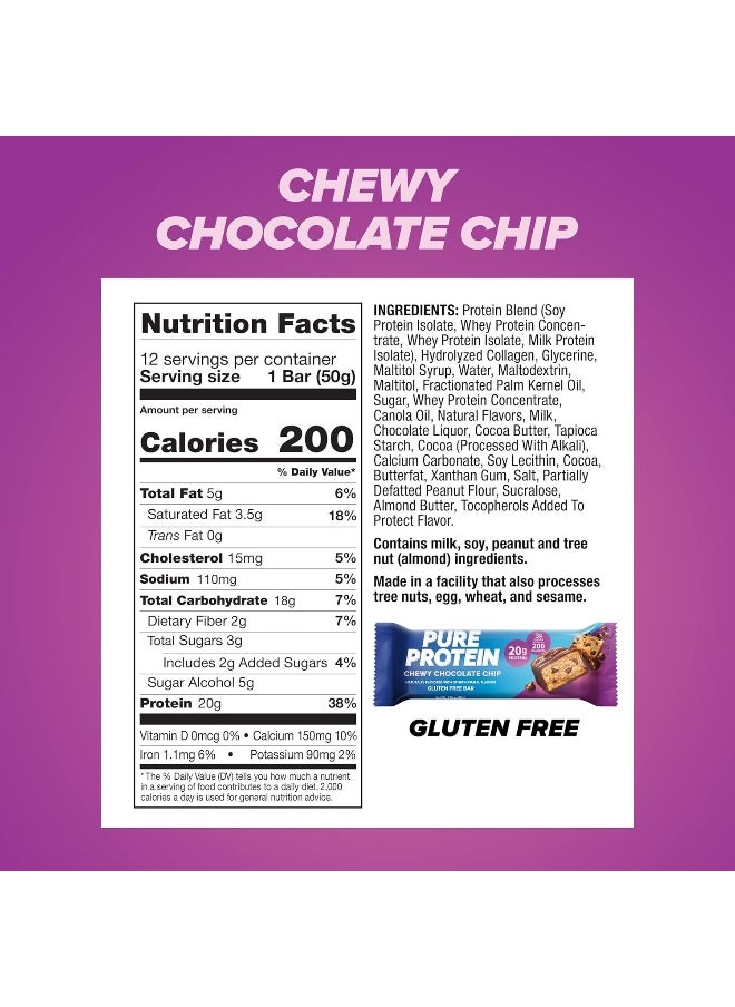 Bars, High Protein, Nutritious Snacks To Support Energy, Low Sugar, Gluten Free, 1.76Oz, 12 Pack