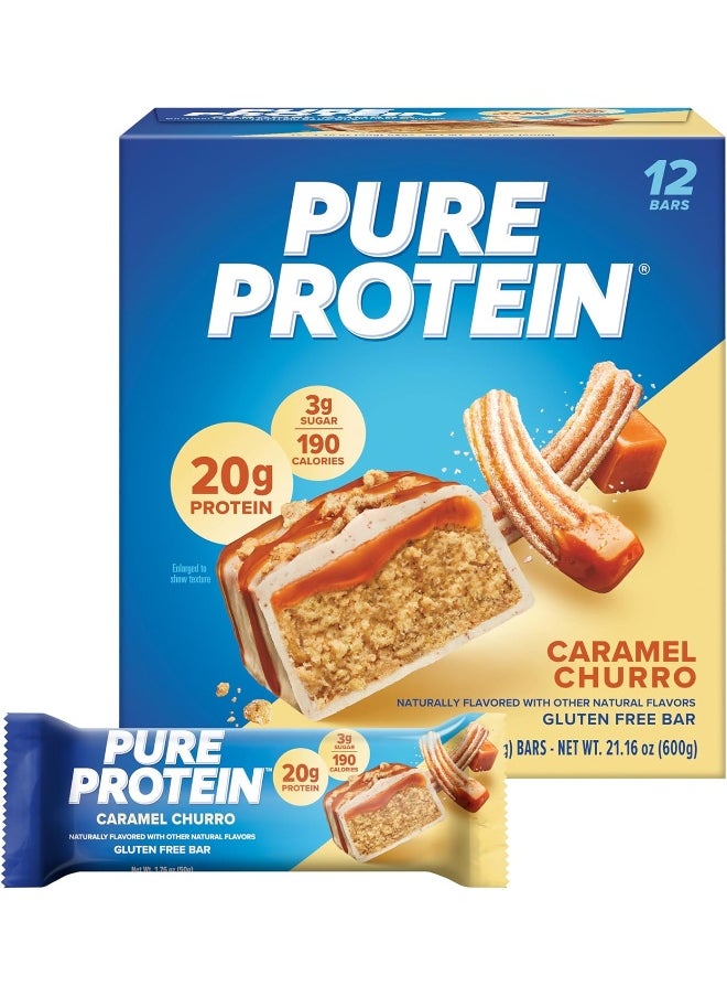 Bars, Caramel Churro, High Protein, Low Sugar, Gluten Free, Nutritious Snack, 1.76Oz, Pack Of 12
