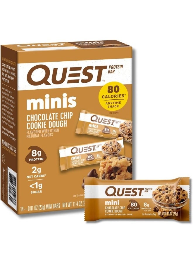 Nutrition Mini Chocolate Chip Cookie Dough Protein Bars, High Protein, Low Carb, Keto Friendly, 14 Count
