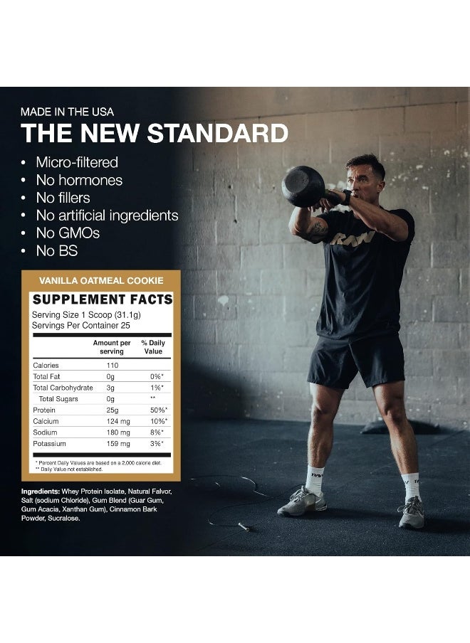 Whey Isolate Protein Powder, Vanilla Oatmeal Cookie (Cbum Itholate Protein) - 100% Grass-Fed Sports Nutrition For Muscle Growth & Recovery - Low-Fat, Low Carb, Naturally Flavored - 25 Servings